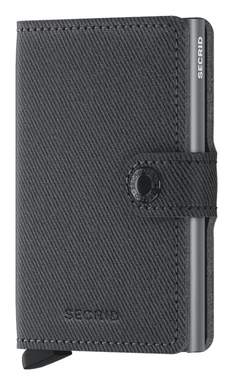 Secrid Miniwallet Twist – RFID-Schutz, Schnappverschluss, für 10 Karten – 65 × 102 × 21 mm – Grau – Leder