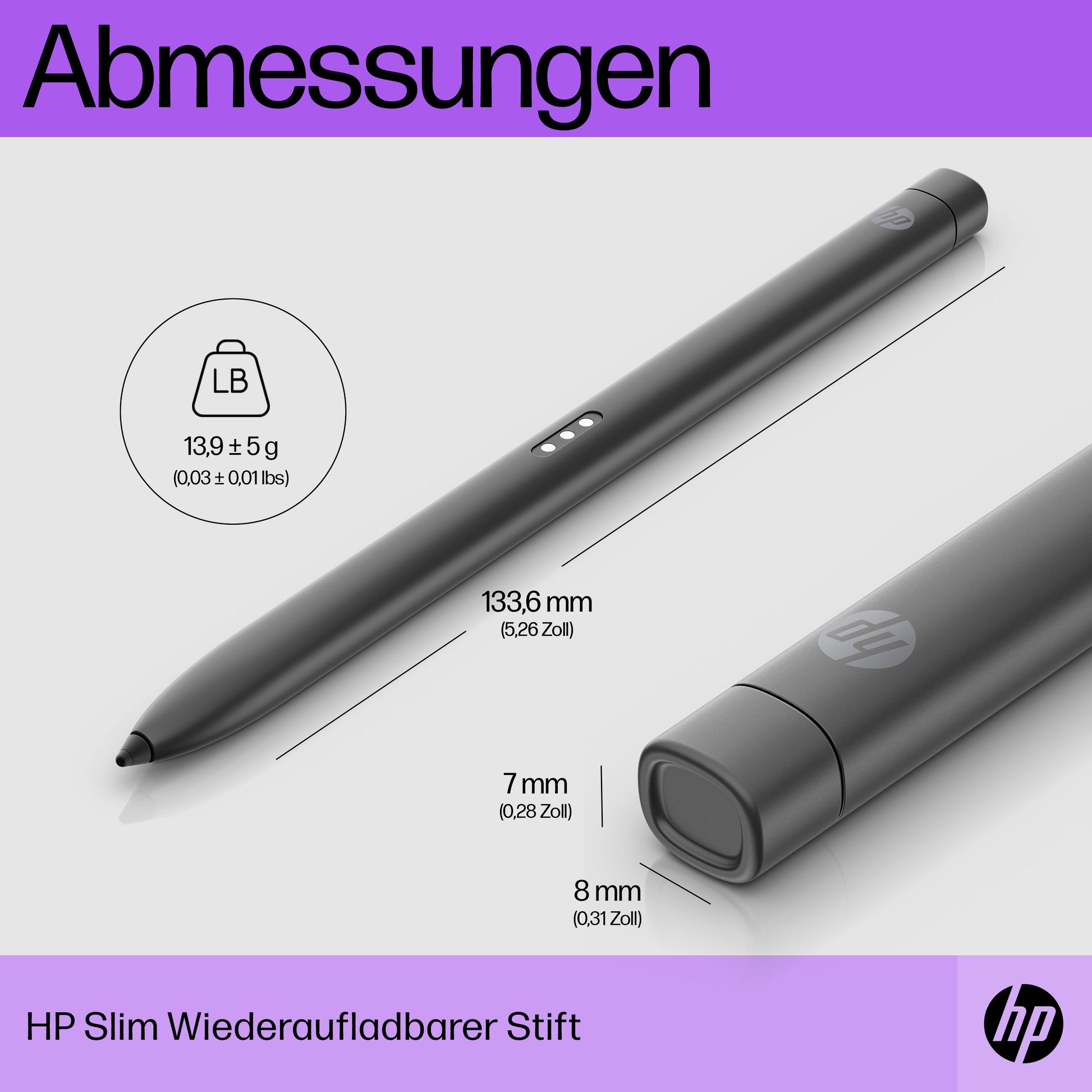 HP Slim Pen Eingabestift – für HP-Geräte, schwarz