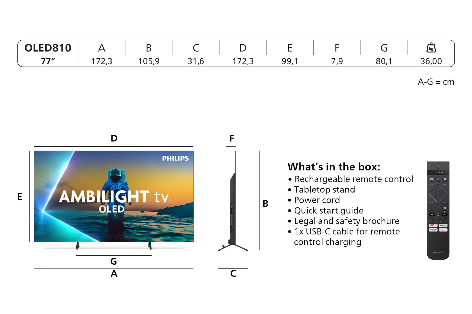 Philips 77OLED810/12 – 77" OLED UHD 4K, Google TV, Ambilight (2025)