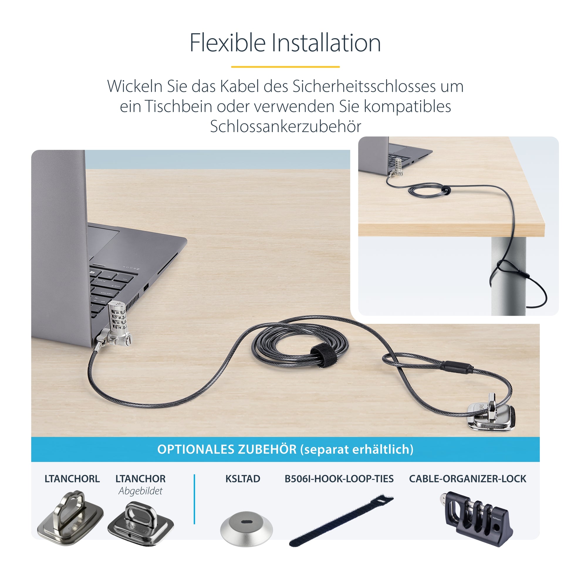 StarTech.com Laptopschloss 25er Pack für Notebooks – Zahlenschloss, 2 m, kompatibel mit Kensington/Nano/K-Slot