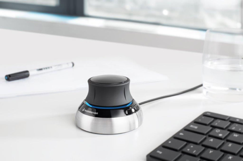 3Dconnexion SpaceMouse compact 3D-Maus – kabellos, 2,4 GHz, beidhändig, 3D-Navigation, silber