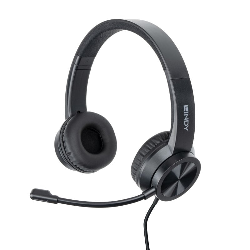 Lindy 20439 Office-Headset – On-Ear, Stereo, Kabel, USB-C, Schwarz