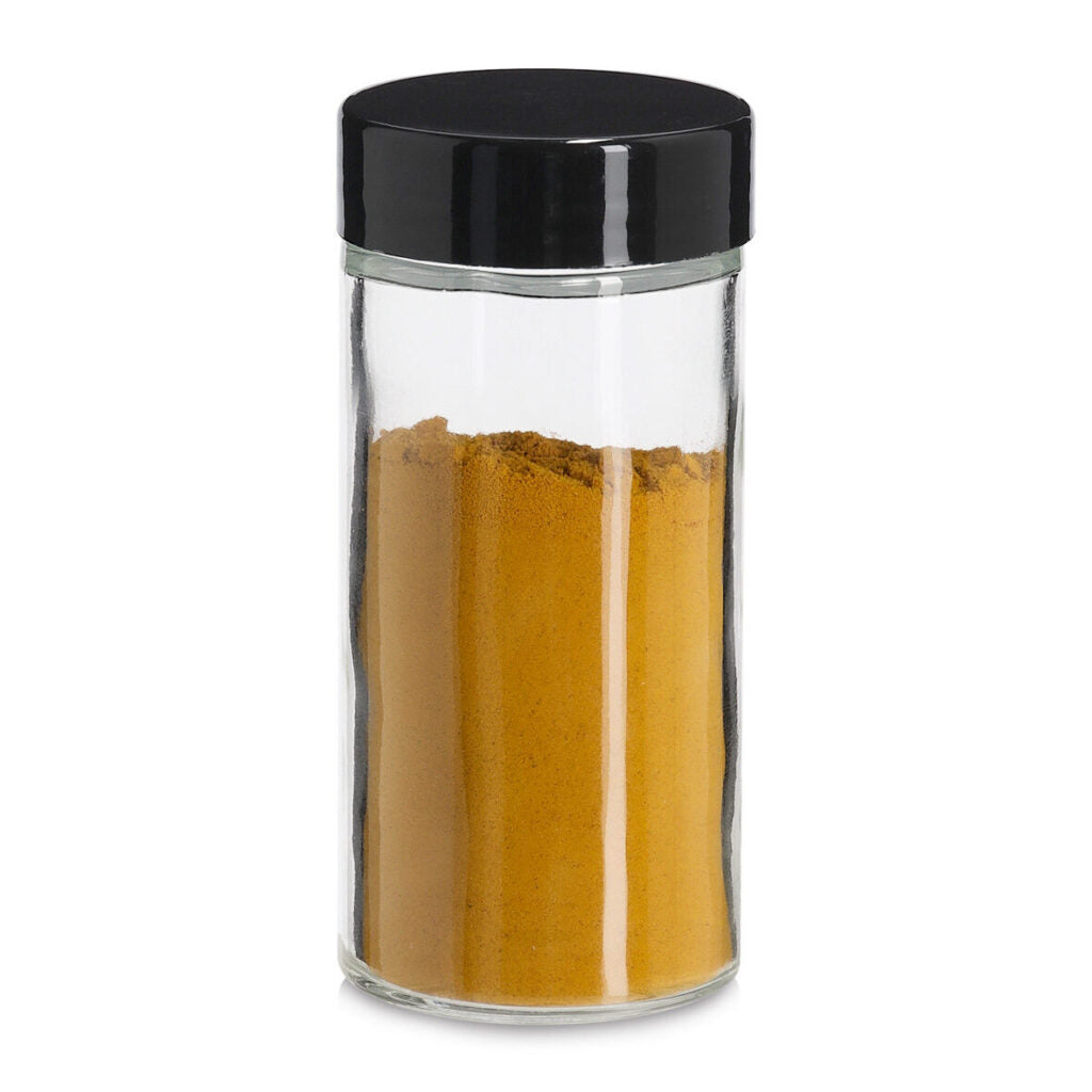 Zeller Present Vorratsdose 90 ml, Ø 4,5 × 9,5 cm, Glas/Polypropylen (PP), transparent/schwarz