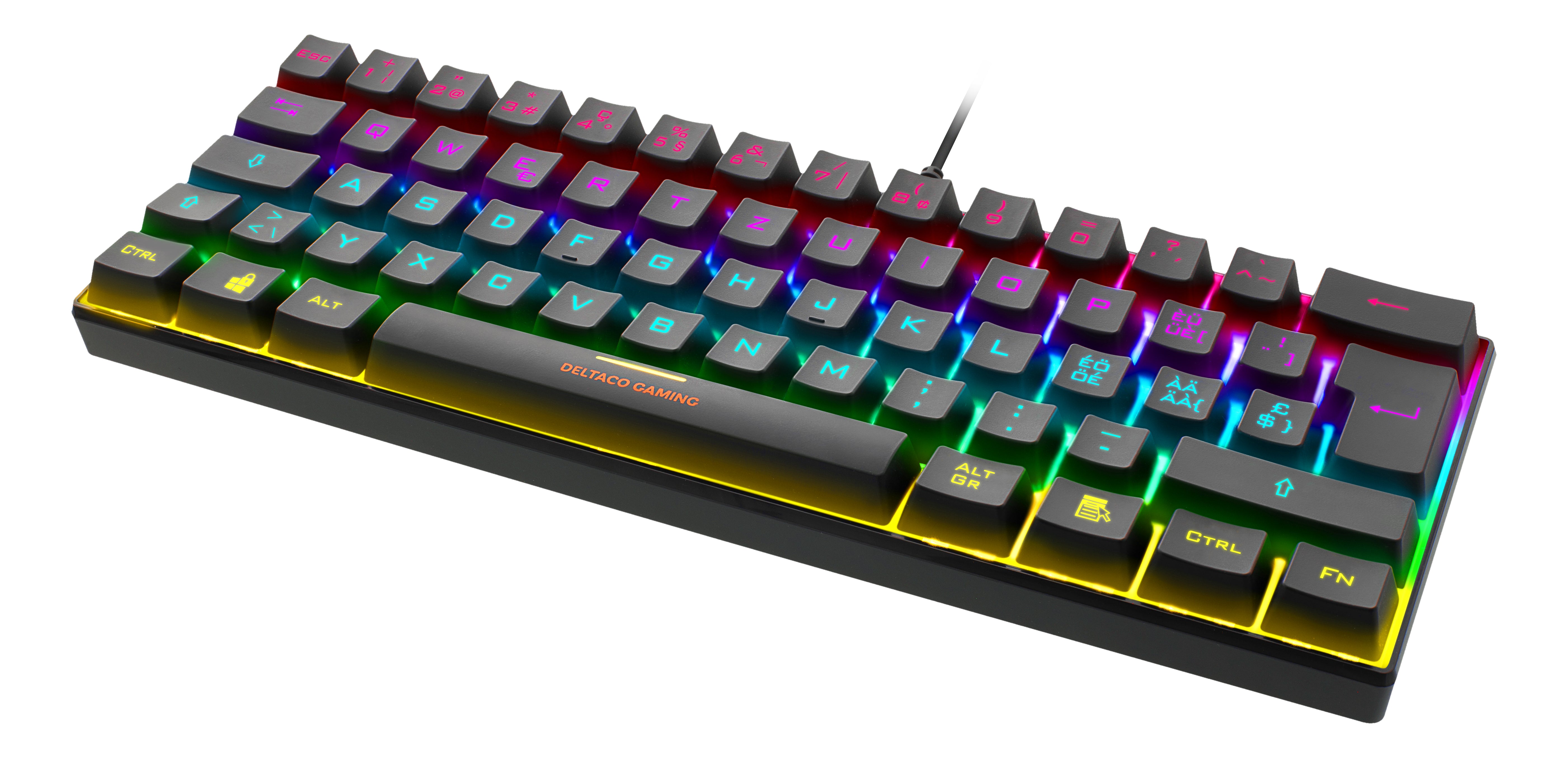 Deltaco Gaming GAM-075-CH – Gaming-Tastatur 60% – Mechanisch – Verkabelt, USB-A – QWERTZ (CH) – RGB