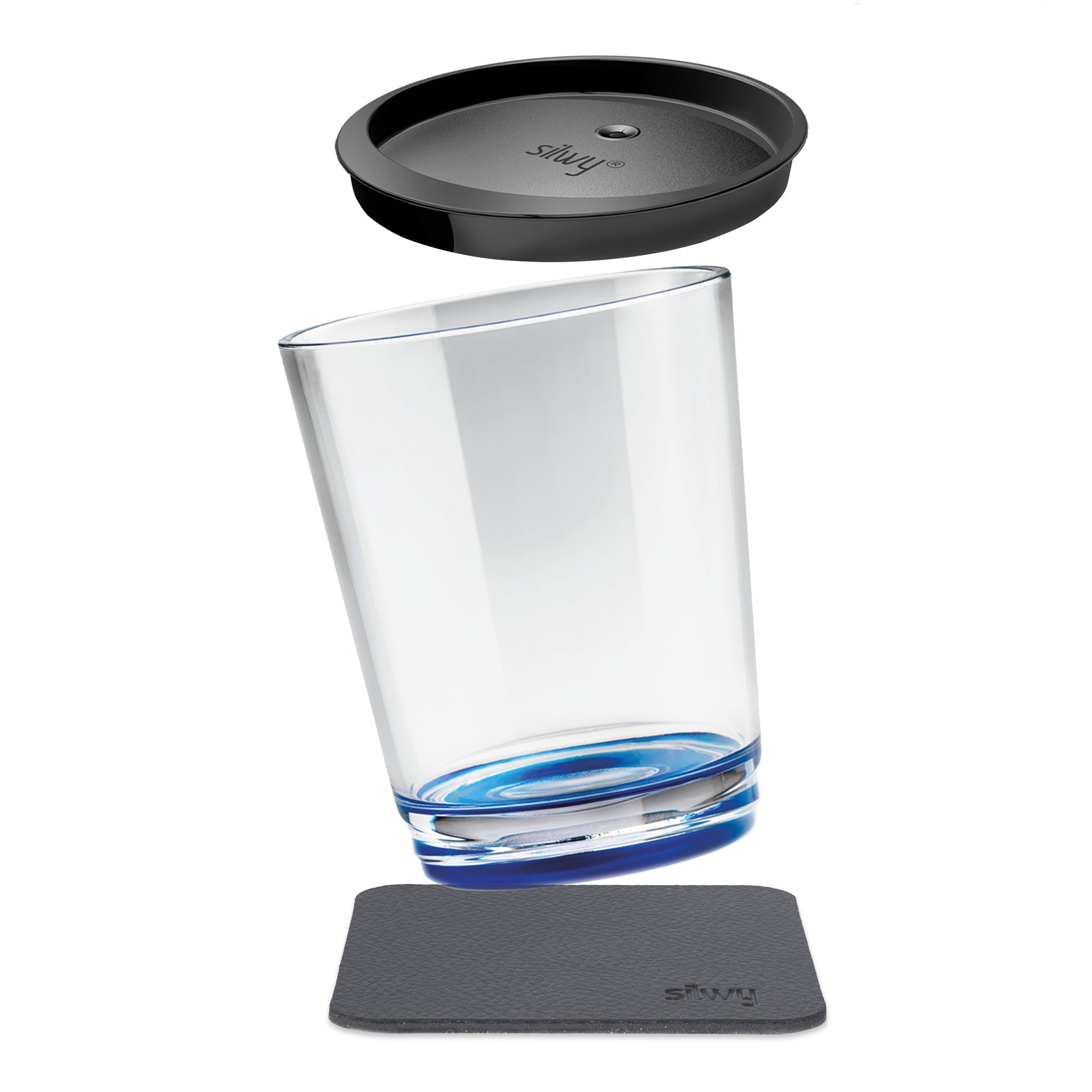 Silwy Trinkbecher – 250 ml, 8,2 × 10,0 cm, Kunststoff, Blau, mit Deckel, bruchfest, BPA-frei