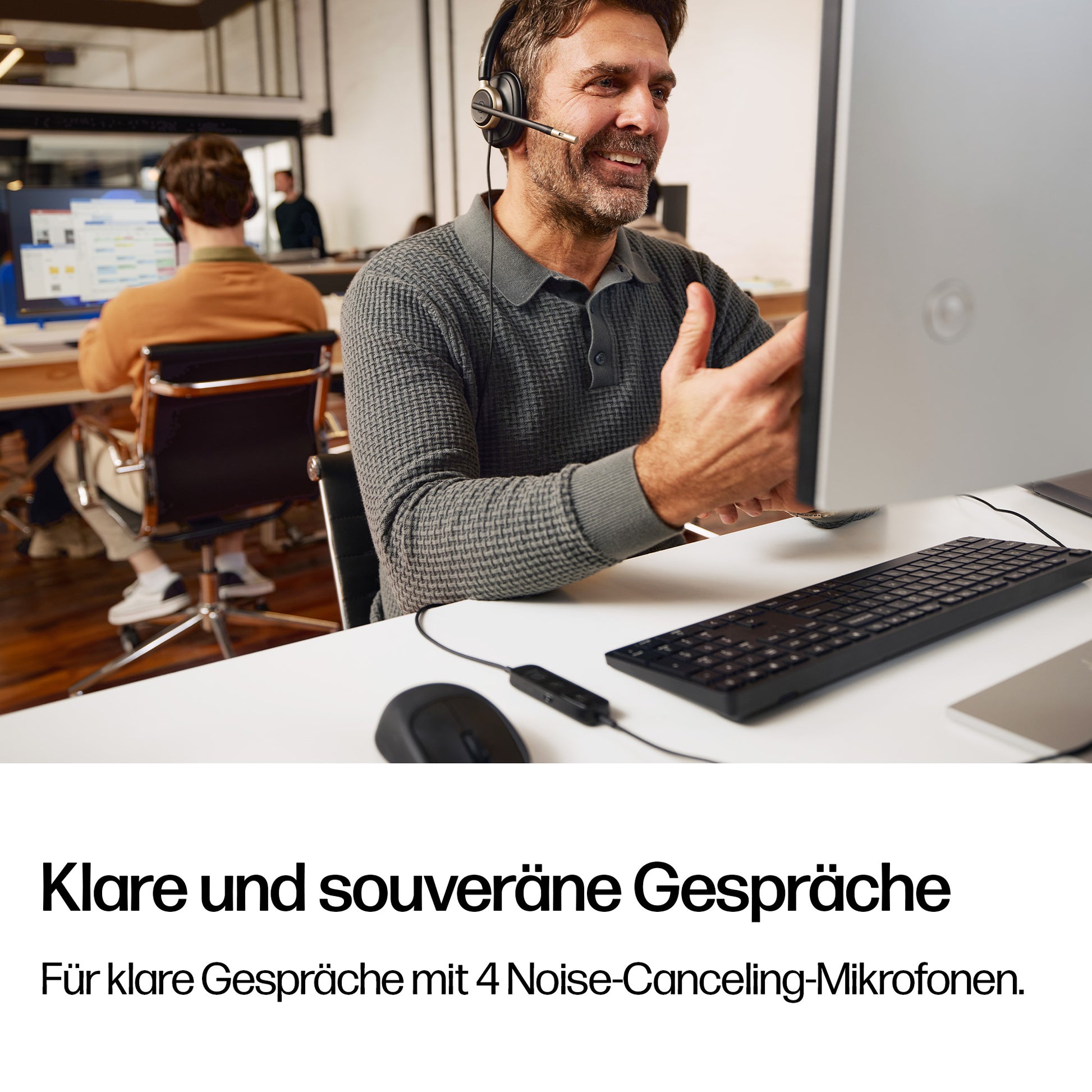 HP Poly Mission 825 Office-Headset – Stereo, Kabel (USB-C), ANC, Schwarz