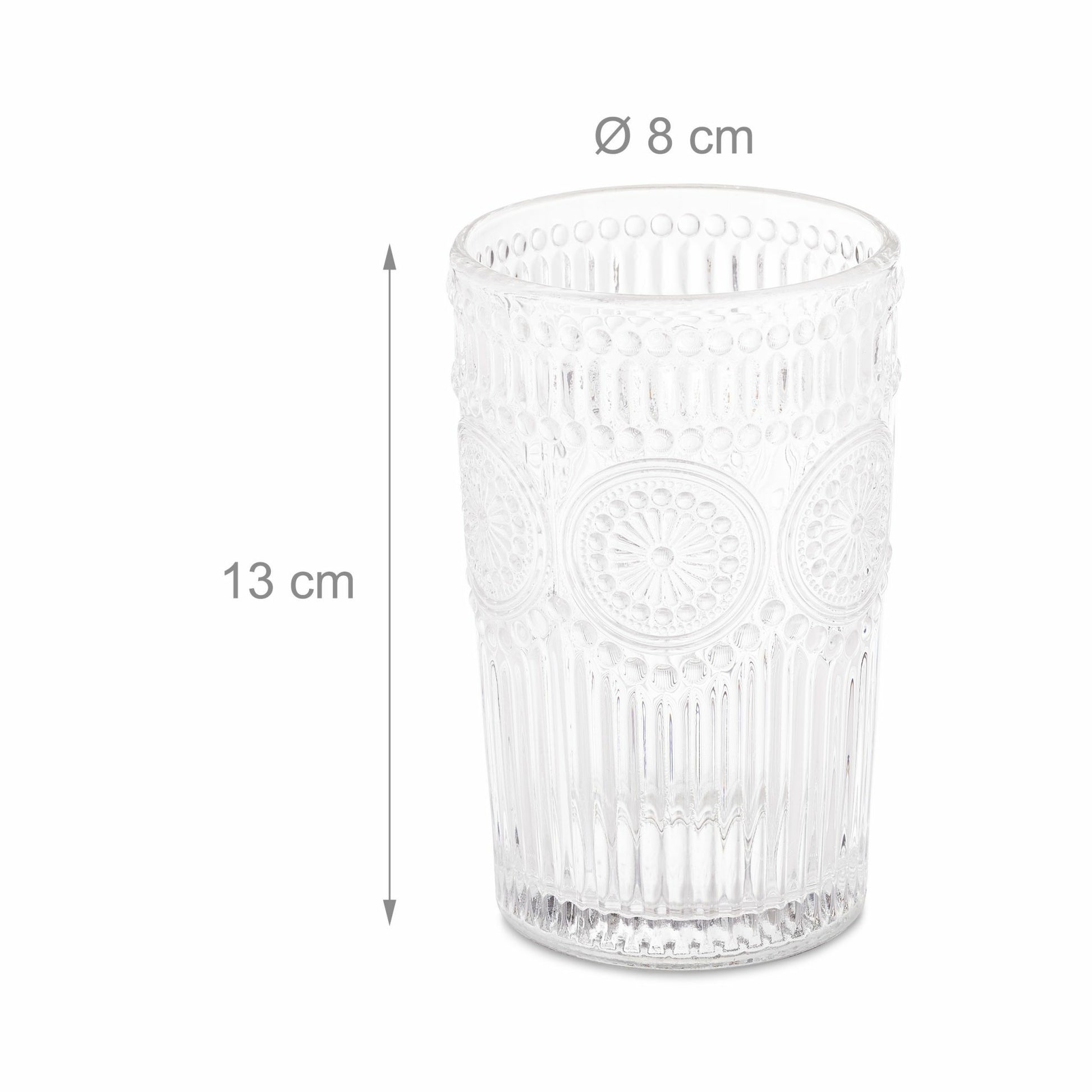 Relaxdays Trinkglas – 300 ml, Ø 8,0 cm, H 13,0 cm, Transparent
