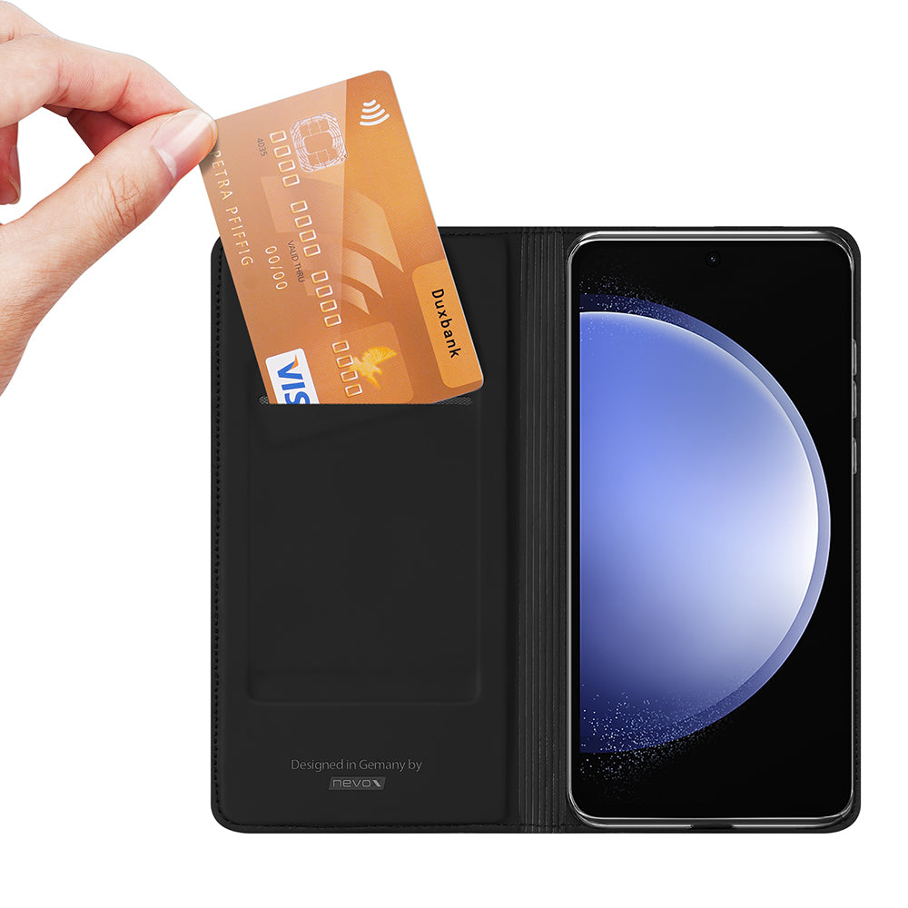 nevox Vario Series Wallethülle – für Samsung Galaxy S23 FE, mit Ständer, 1 Kartenfach, PU+TPU, Schwarz
