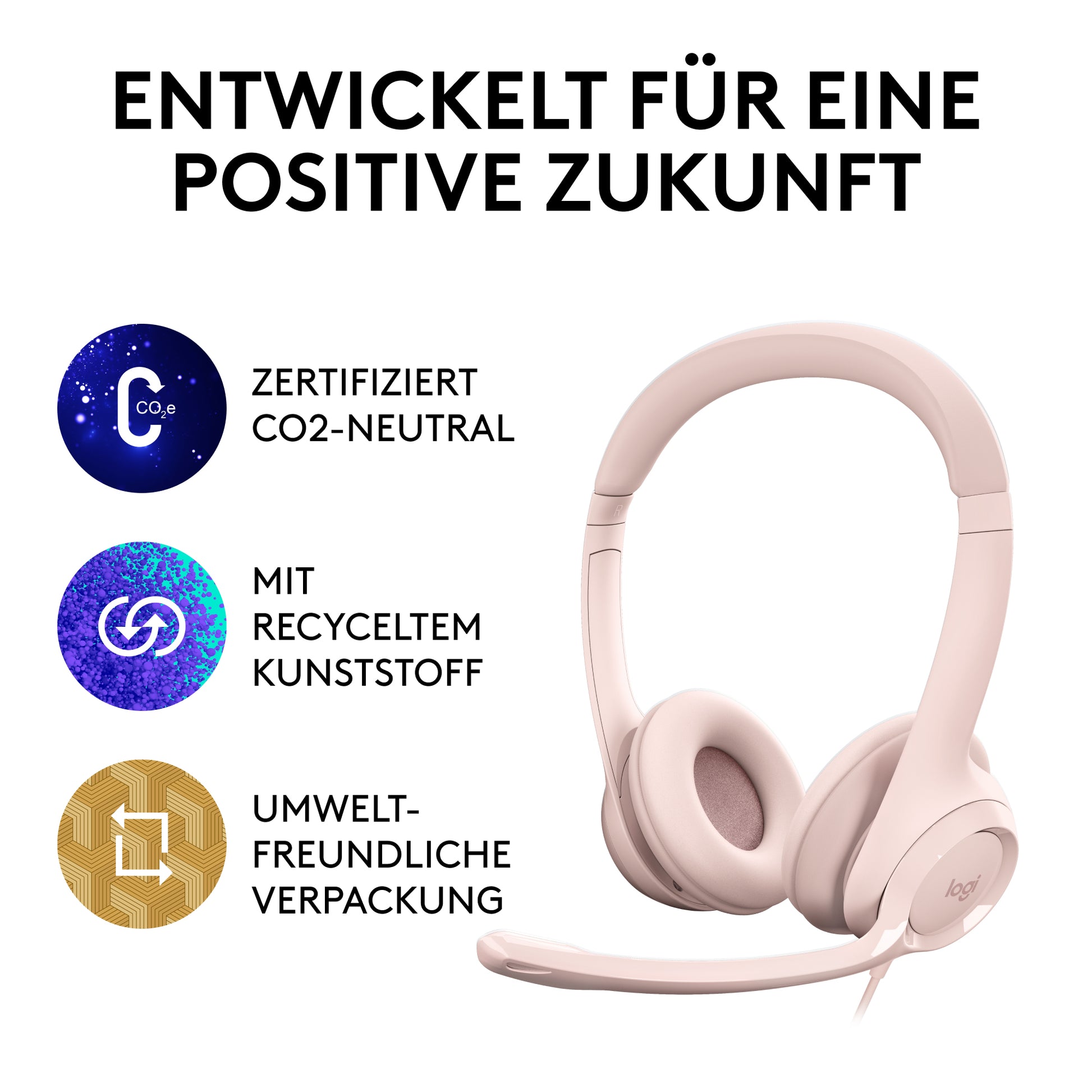 Logitech H390 – Headset – USB‑A – Pink – für PC/Mac