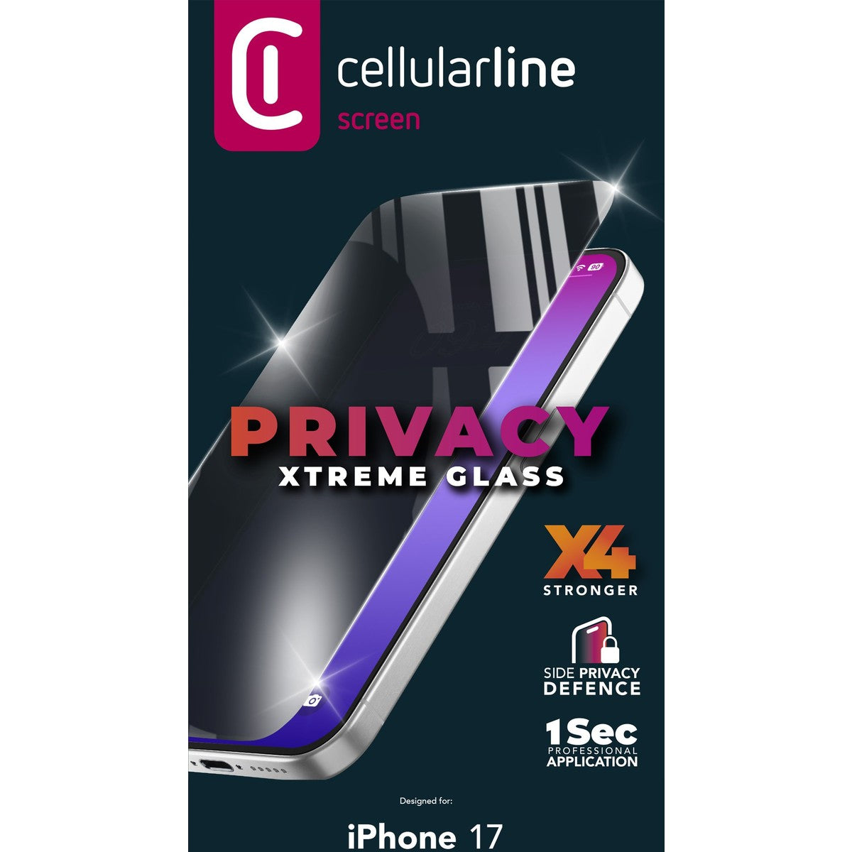 Cellularline Privacy-Filter (Panzerglas) – für iPhone 17
