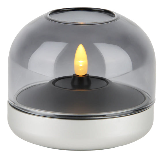 Kooduu Windlicht – Aluminium & Glas, silber – Ø 9,4 × 8,1 cm