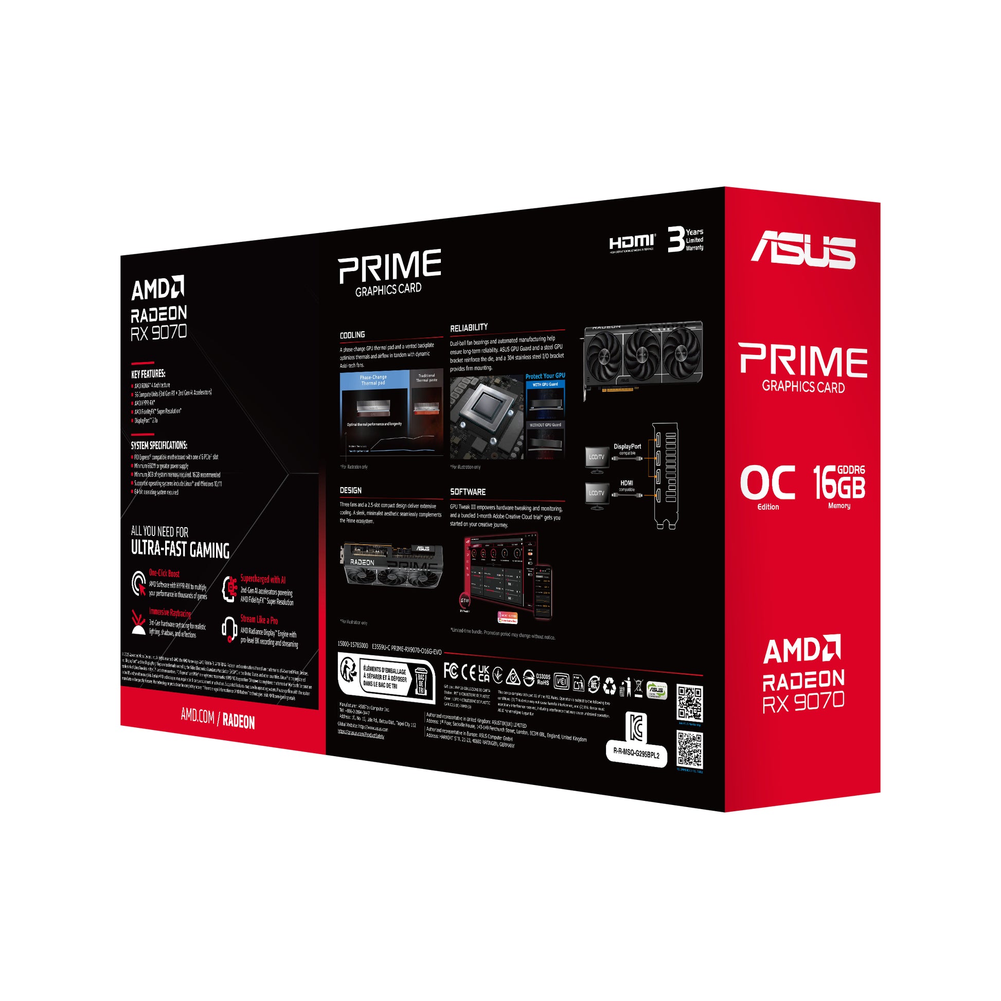 ASUS PRIME-RX9070-O16G-EVO – PCIe Grafikkarte – 3×DP, 1×HDMI, PCIe 5.0, 2×8‑pin