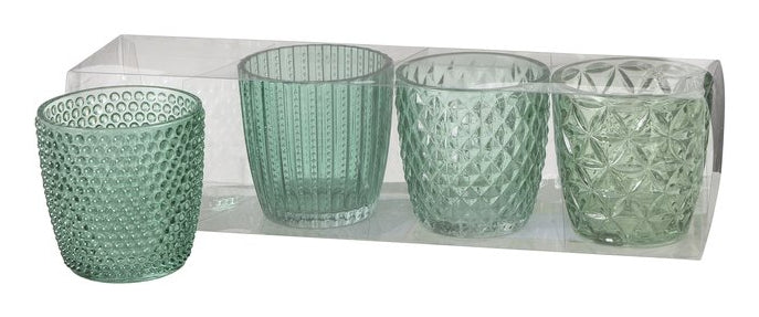 Boltze Marilu Windlicht – Glas, Grün – Ø 7,5 × 7,5 cm – 4-teilig