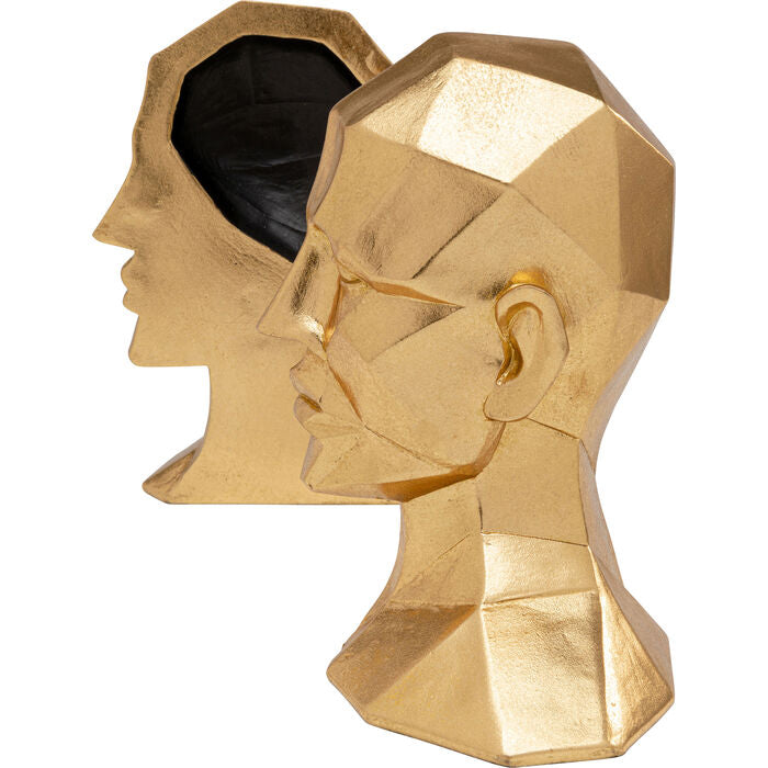 KARE Face Buchstütze – 16 × 24 × 11,5 cm – Polyresin, gold – 2-teilig