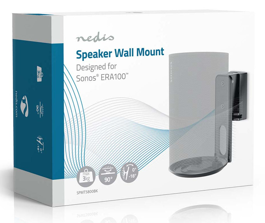 Nedis SPMT5800BK – Wandhalterung für Sonos Era 100 – drehbar −45° bis +45°, neigbar 0°–18° – 3 kg – schwarz