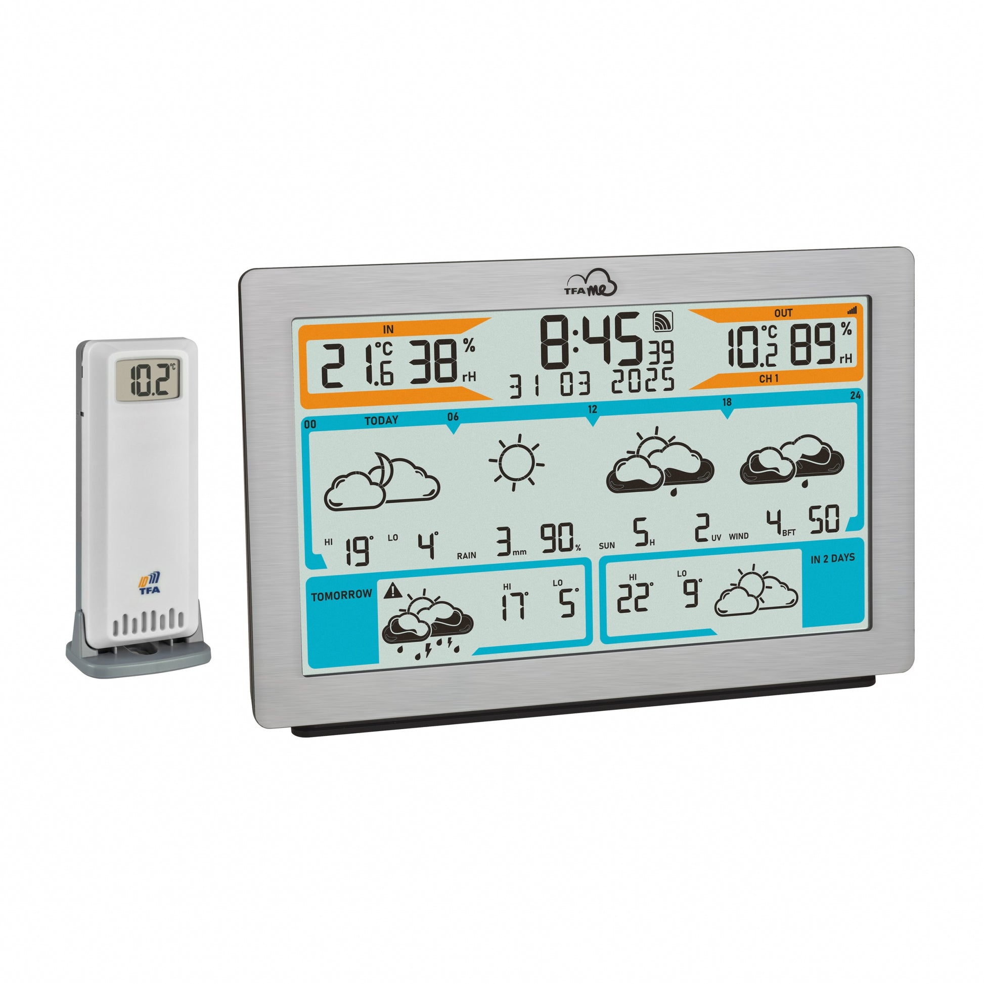 TFA-Dostmann TFA.me ID-02 Sensor-Gateway/Monitor – WLAN, −40–60 °C, 10–99 %, Innen/Aussen