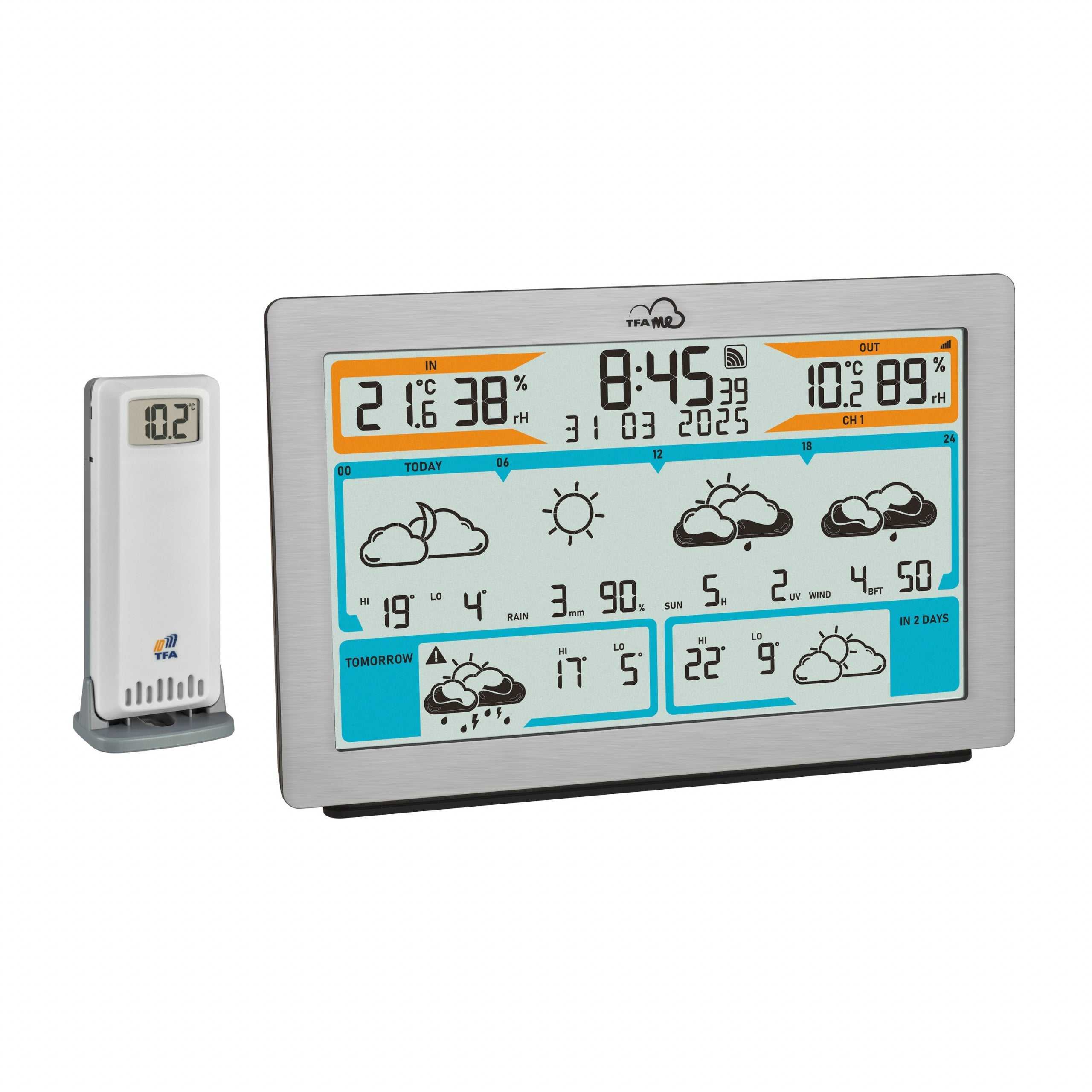 TFA-Dostmann TFA.me ID-02 Sensor-Gateway/Monitor – WLAN, −40–60 °C, 10–99 %, Innen/Aussen