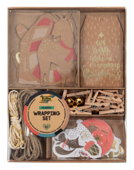Folia Geschenketiketten – Merry Christmas – Set: 12 Hangtags, 12 Sticker – Karton, Goldprägung – Bogen 157 × 120 mm