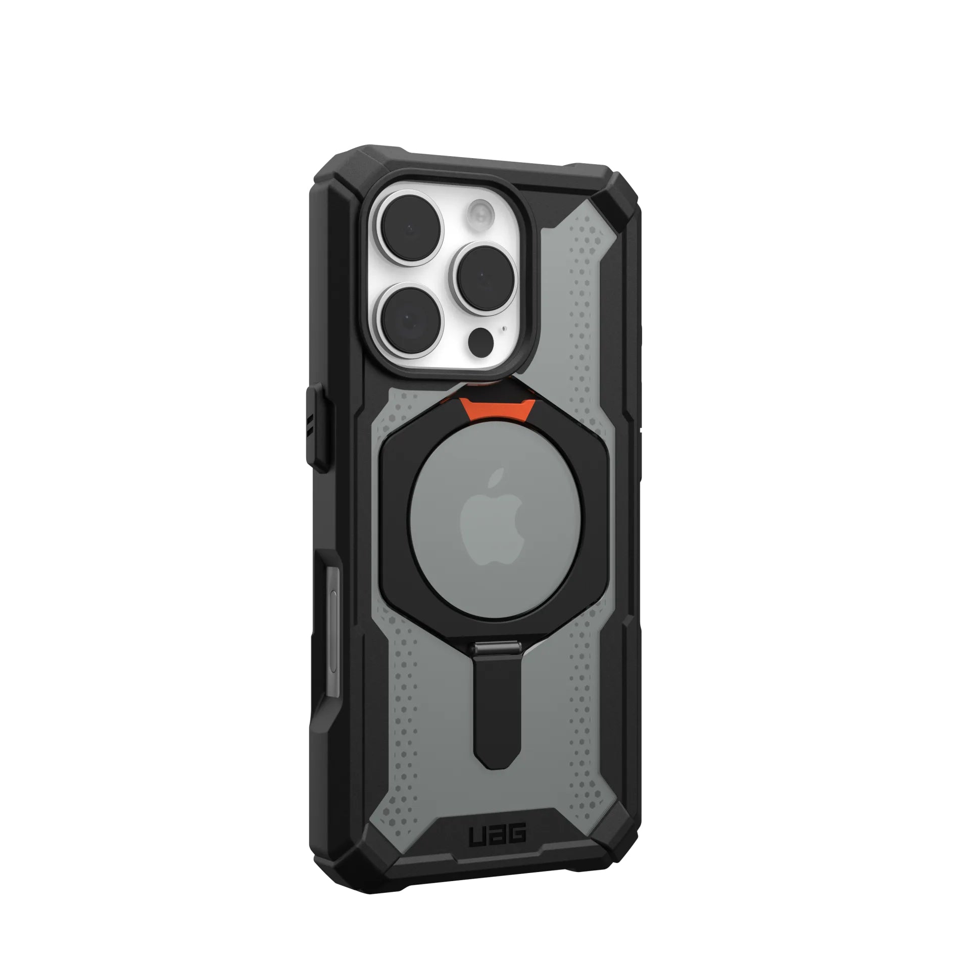 Urban Armor Gear Backcover Plasma XTE – für Apple iPhone 16 Pro – schwarz/orange – MagSafe kompatibel