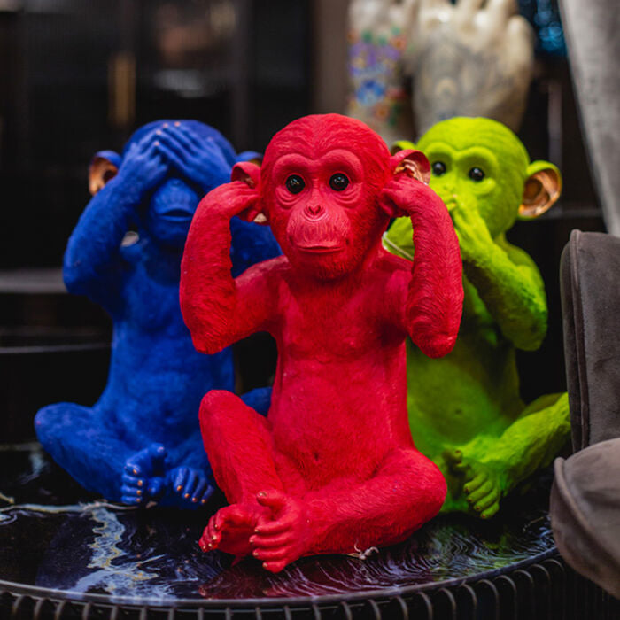 KARE Design Kare Spardose Monkey Mizaru, blau, Kunststoff, 25 × 24 × 35 cm