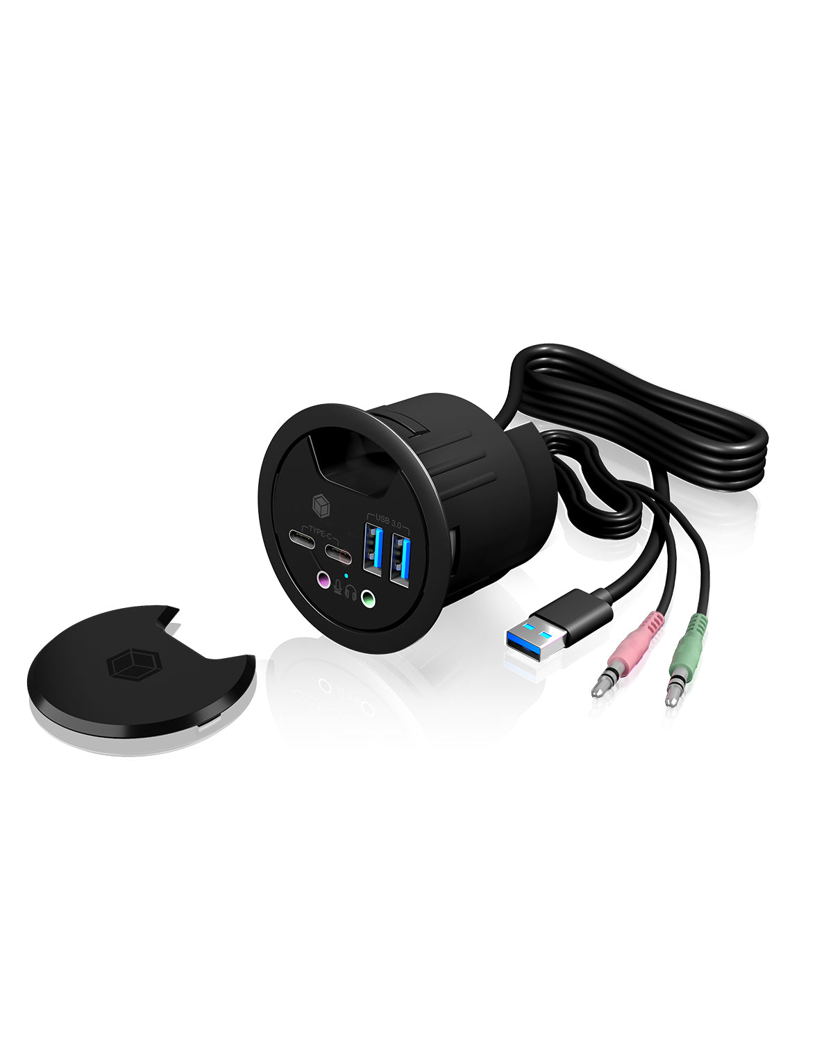 ICY BOX IB-Hub1403B USB-Hub – USB-A, 2× USB-C, 3,5 mm Audio