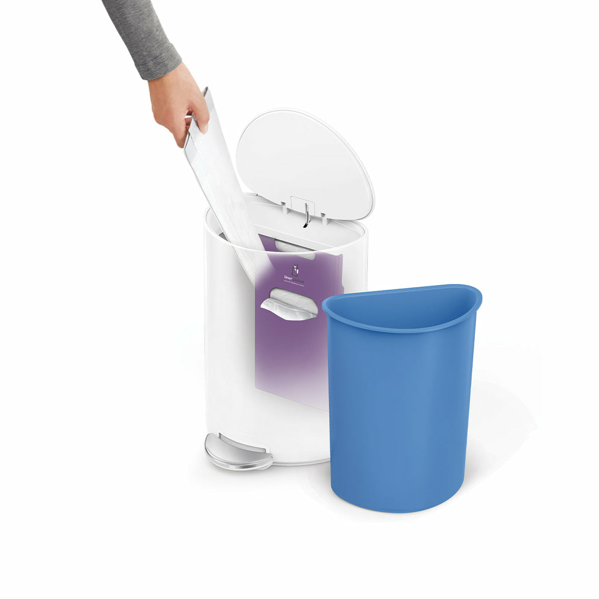 simplehuman Papierkorb – 6 l – Edelstahl – B × H × T 280 × 370 × 200 mm