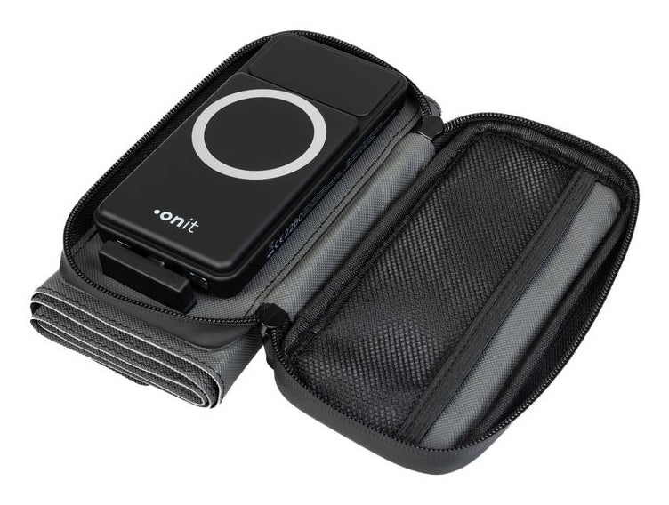 ONIT Powerbank 10000 mAh, PD 20 W, Kabelloses Laden, Solarpanel 10,8 W, Schwarz