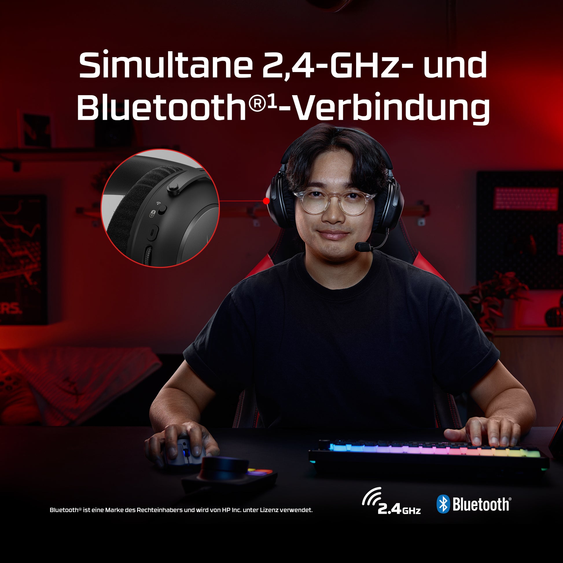 HyperX Cloud Alpha 2 Wireless Gaming-Headset – Over-Ear, BT 5.2, ANC, für PC, PS5, Switch und mehr, Schwarz