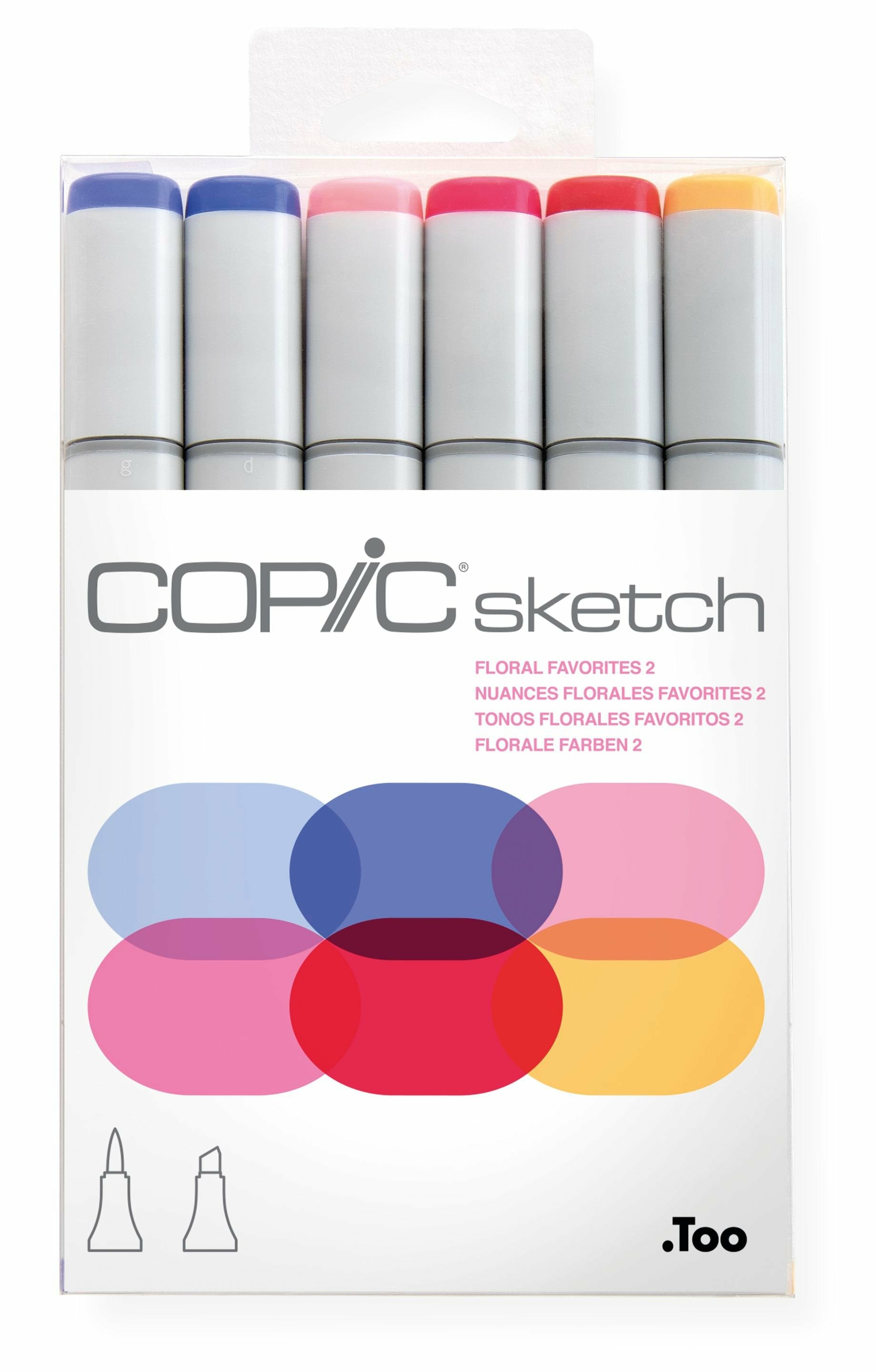 Copic Sketch Floral Favorite 2 Marker – Duo-Spitze Meisselspitze/Bürstenspitz, 6er Set