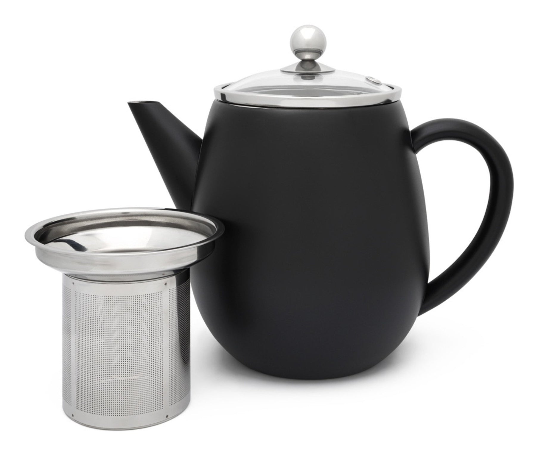 Bredemeijer Teekanne – 1,1 l, Glas/Edelstahl, Schwarz/Transparent, mit Teefilter, spülmaschinenfest