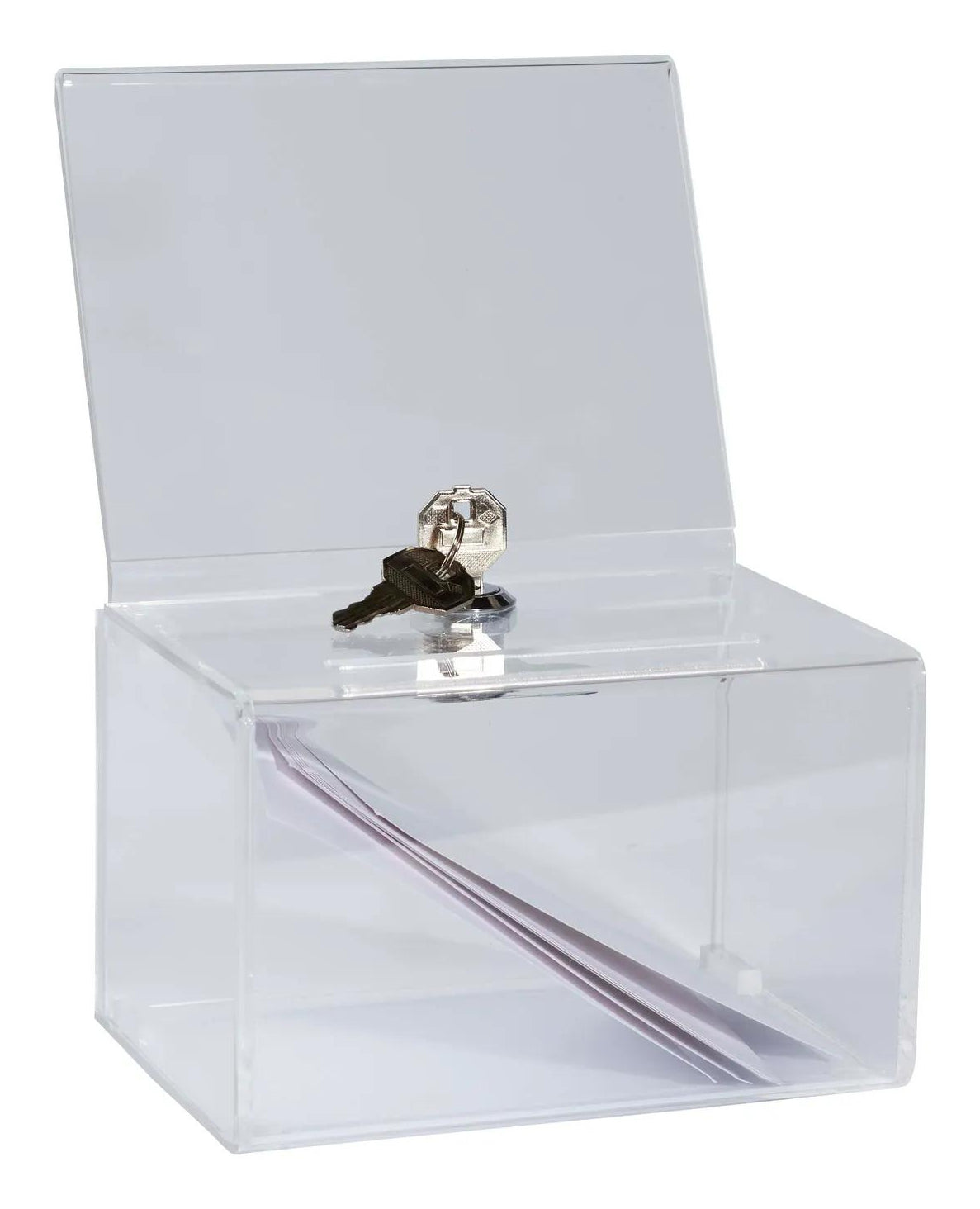 Exacompta Einwurfbox – für A6 – abschliessbar – Weiss – Acryl – 150×115×140 mm – 2 Stk.