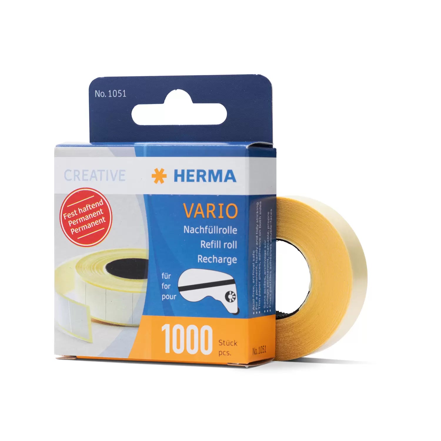 HERMA Vario permanente Haftpunkte – 12 × 13 mm, 1'000 Stk., weiss, für Fotos, Dokumente