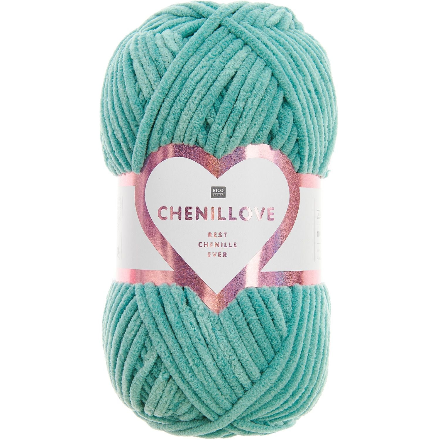 Rico Design Chenillove Wolle Türkis – 100 g, 110 m, Nadel 4 mm, 100% Polyester, 1 Stk.