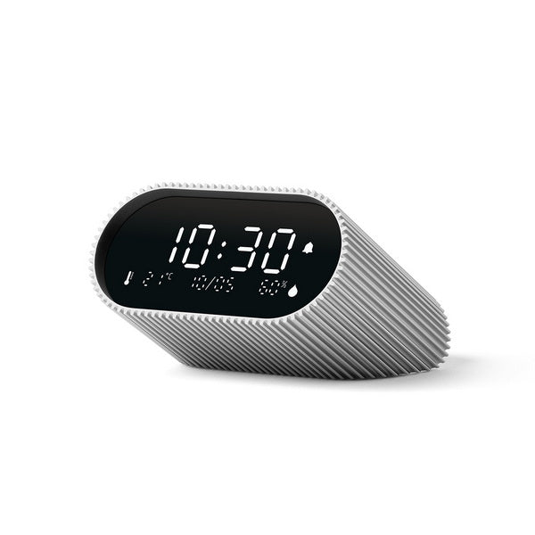 LEXON Wecker Ray – digital – silber, Aluminium, Schlummerfunktion, Thermometer