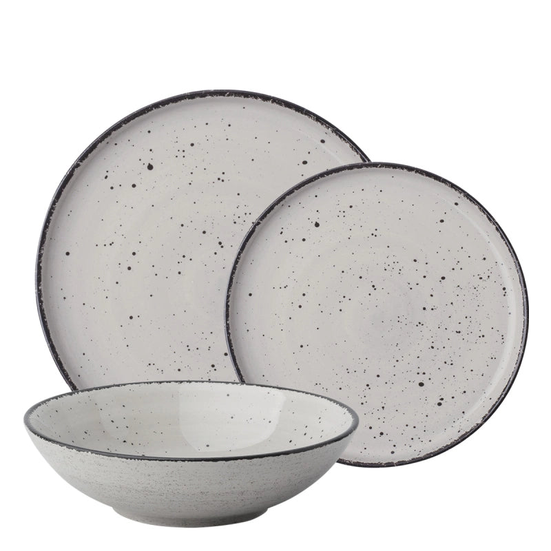 Lunasol Speise-Service – Set 18-teilig, Porzellan, Grau, spülmaschinenfest, mikrowellengeeignet