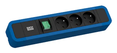 Bachmann Steckdosenleiste – 3×Typ E, 2,0 m, Schalter, Überspannungsschutz, abgewinkelter Schutzkontaktstecker