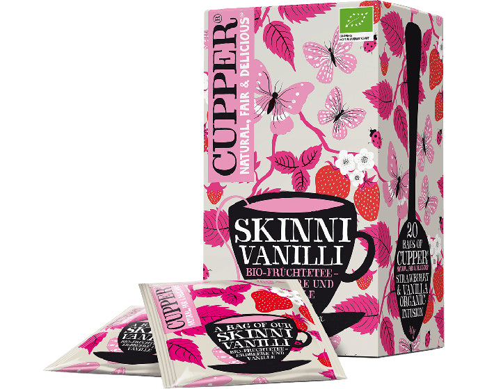 Cupper Tee Cupper – Früchtetee Erdbeere & Vanille – Teebeutel 20 Beutel – Bio