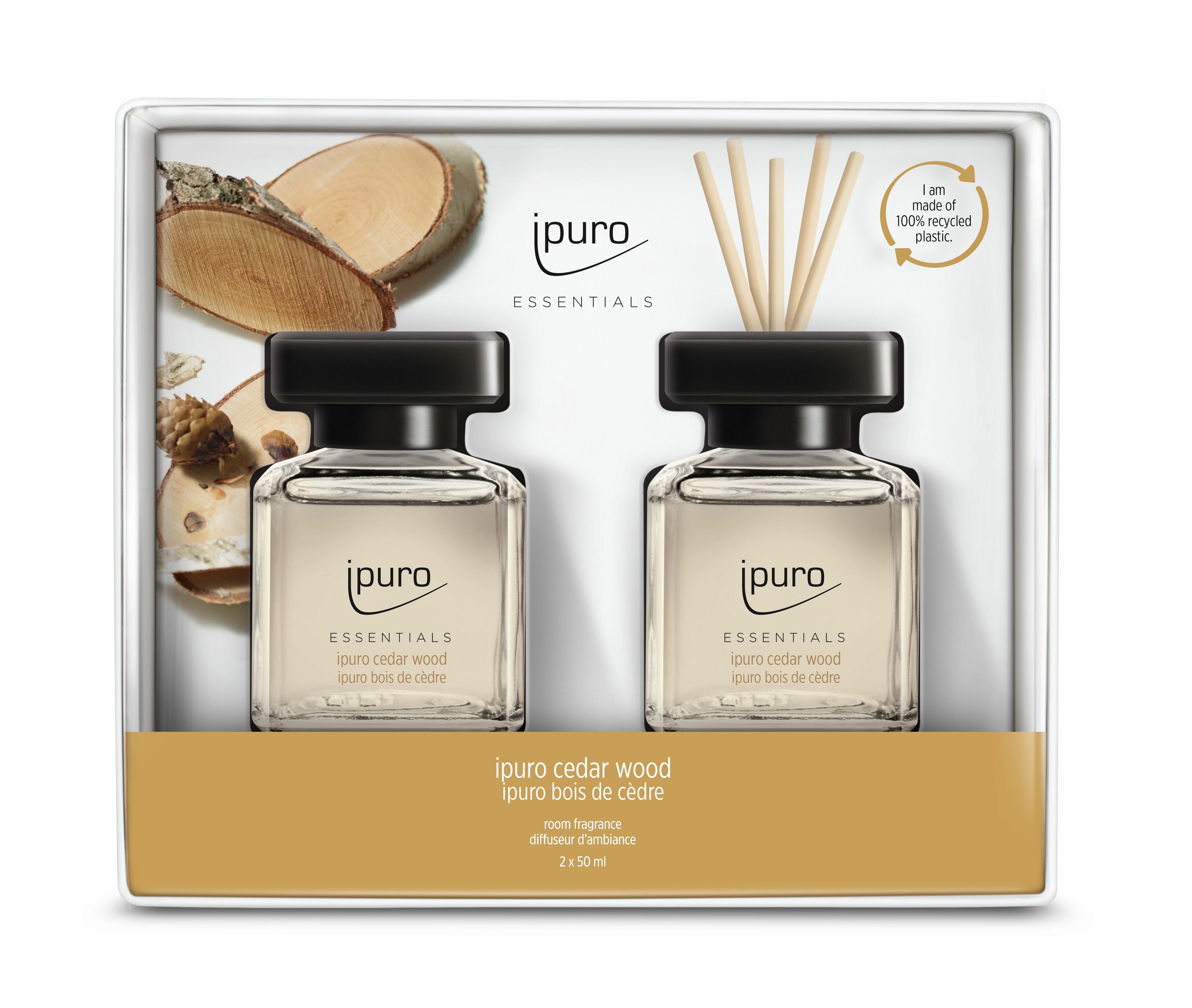 ipuro ESSENTIALS Zedernholz – Duftstäbchen, 2 × 100 ml