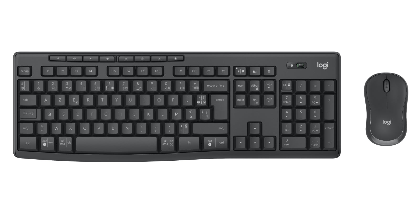 Logitech MK370 – Tastatur, kabellos (2,4 GHz), FR-Layout (FR), Grau