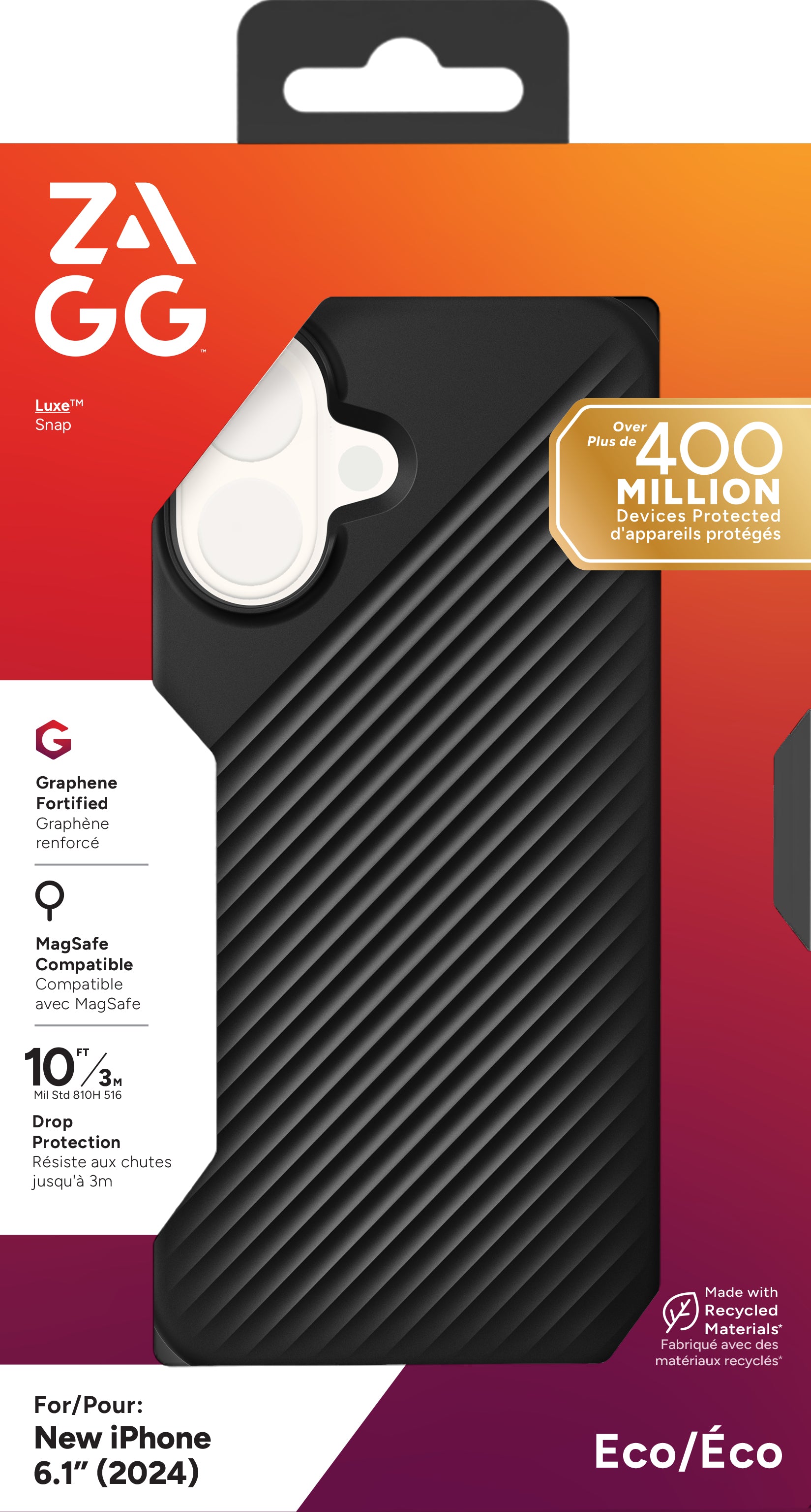ZAGG Backcover Luxe – für Apple iPhone 16 – schwarz