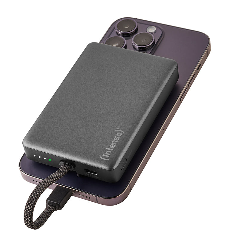 Intenso MC10000 MagSafe Powerbank 10'000 mAh – 20 W PD, 2× USB-C, schwarz/grau