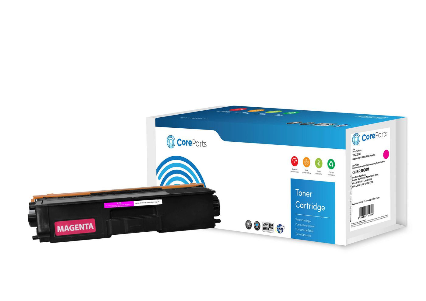 CoreParts TN321M Magenta Toner – Kompatibel – 1'500 Seiten – für Brother DCP-L8400/DCP-L8450/HL-L8250 und andere