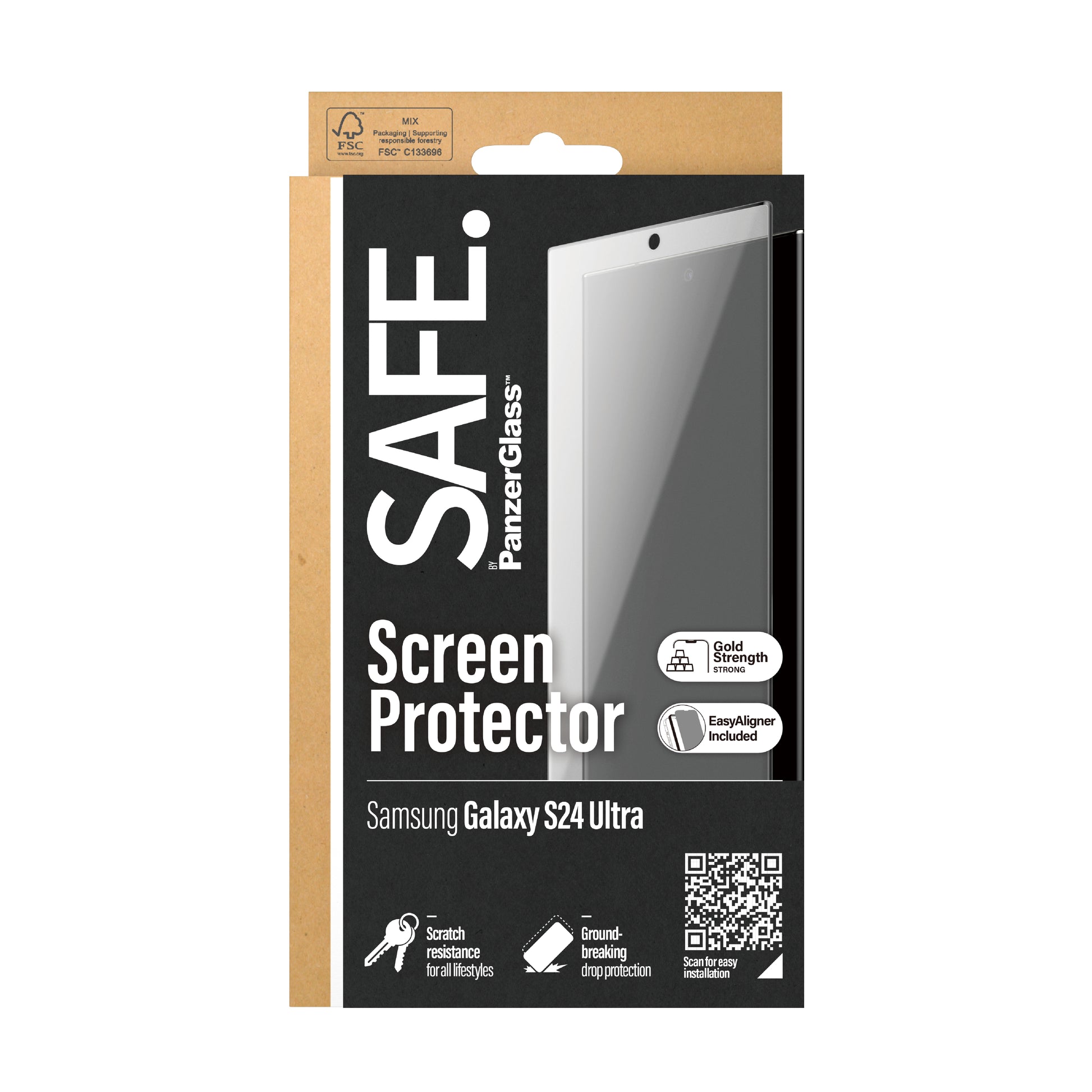 PanzerGlass Displayschutz (Folie), Ultra-Wide Fit – für Galaxy S24 Ultra – mit Applikator