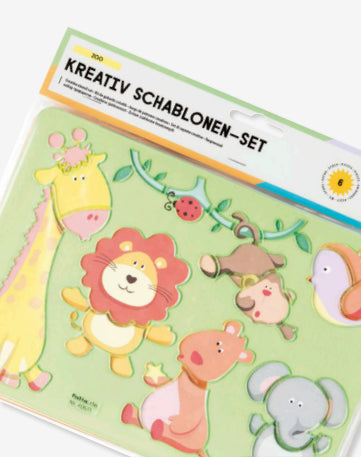 Folia Schablonen-Set – Zoo, Kunststoff, Grün, Set, 6-teilig, zum Basteln