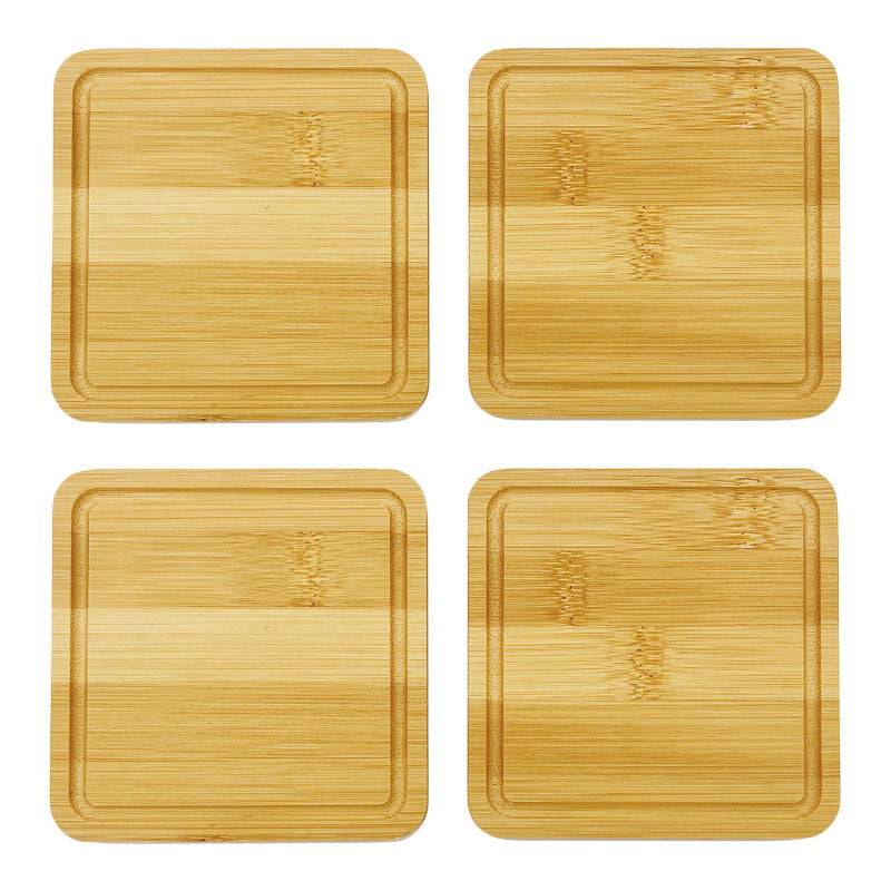 G. Wurm Glasuntersetzer – 4er Set, 10,0 × 10,0 × 1,0 cm, Bambus, Natur, für Gläser