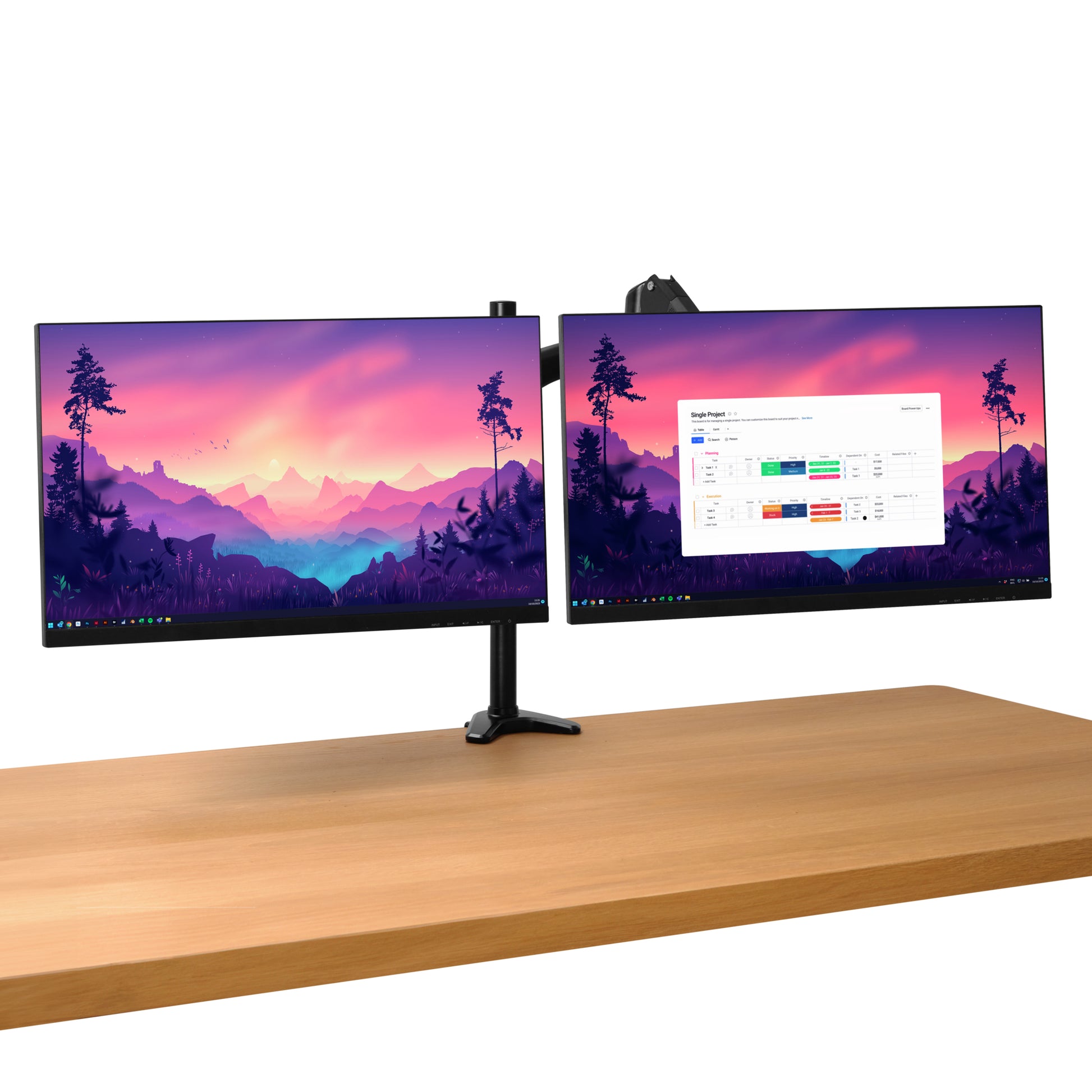 Trust Monta – Monitorarm, Dual, Tischklemme, bis 32", VESA 75 × 75/100 × 100 mm, 16 kg, höhenverstellbar