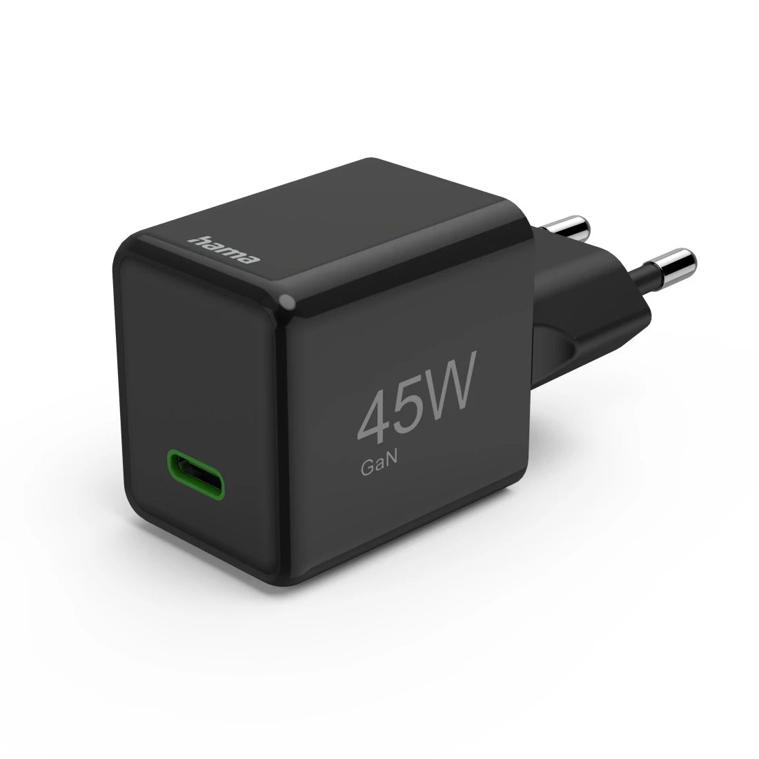 Hama 00201987 USB-Wandladegerät 45 W – USB-C×1 – PD 3.0, QC 3.0, GaN – EU-Stecker (Typ C), Schwarz