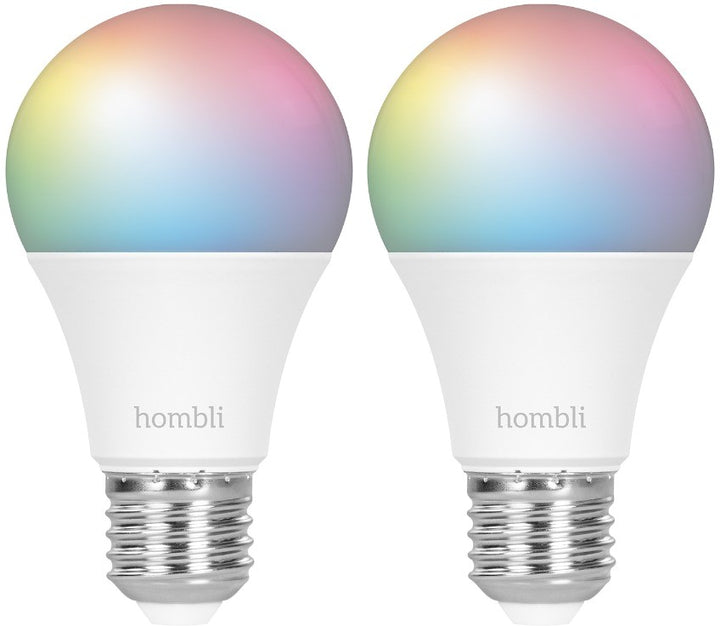 Hombli Smart-Leuchtmittel E27 – RGB+CCT, 2700–6500 K, 800 lm, WLAN – für Alexa, Google Assistant – 2 Stk.
