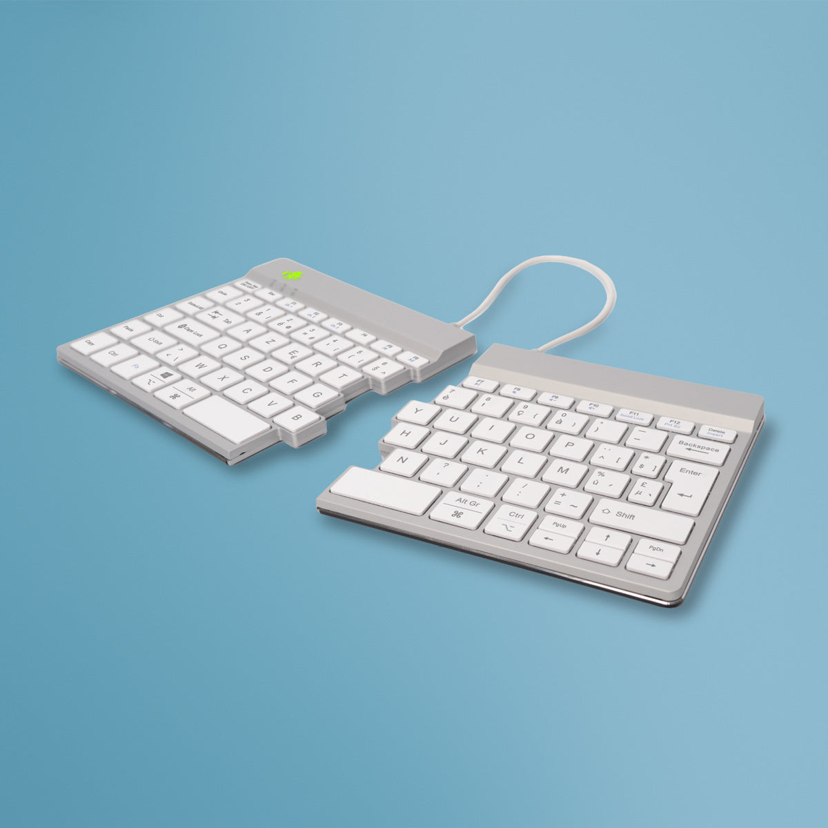 R-Go Tools Split Break – Tastatur, kabellos (Bluetooth), FR-Layout (FR), ergonomisch, Weiss