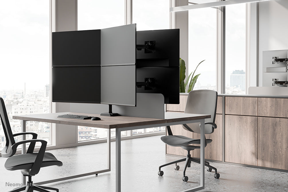 Neomounts NERO – Monitorarm Tischhalterung – Klemme/Durchführung – 4 Monitore – 10–32" – bis 8 kg/Monitor